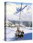 Skiers Riding Chairlift up to Slopes from Village of Solden, Tirol Alps, Tirol, Austria-Richard Nebesky-Stretched Canvas