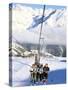 Skiers Riding Chairlift up to Slopes from Village of Solden, Tirol Alps, Tirol, Austria-Richard Nebesky-Stretched Canvas