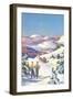 Skiers Watching Horse-Drawn Sleigh-null-Framed Art Print