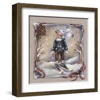 Skieur Ruban Rouge-Stephanie Holbert-Framed Art Print