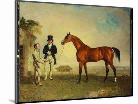 Skiff, a Bay Racehorse Held by a Groom on Newmarket Heath, with John Howe-Benjamin Marshall-Mounted Giclee Print