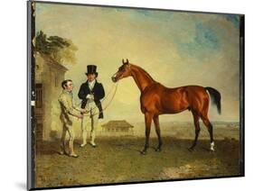 Skiff, a Bay Racehorse Held by a Groom on Newmarket Heath, with John Howe-Benjamin Marshall-Mounted Giclee Print