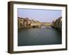 Skiff on the River Arno and the Ponte Vecchio, Florence, Tuscany, Italy-Walter Rawlings-Framed Photographic Print