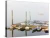 Skiffs and Morning Fog in Southwest Harbor, Maine, Usa-Jerry & Marcy Monkman-Stretched Canvas