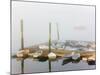 Skiffs and Morning Fog in Southwest Harbor, Maine, Usa-Jerry & Marcy Monkman-Mounted Photographic Print