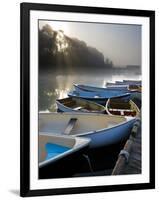 Skiffs and Morning Fog in Southwest Harbor, Maine, Usa-Jerry & Marcy Monkman-Framed Photographic Print