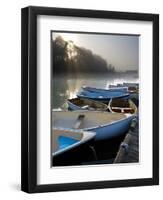 Skiffs and Morning Fog in Southwest Harbor, Maine, Usa-Jerry & Marcy Monkman-Framed Photographic Print