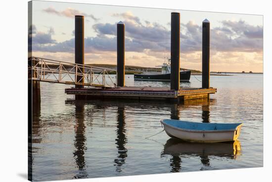 Skiffs Next to the Commercial Fishing Pier in Chatham, Massachusetts. Cape Cod-Jerry and Marcy Monkman-Stretched Canvas