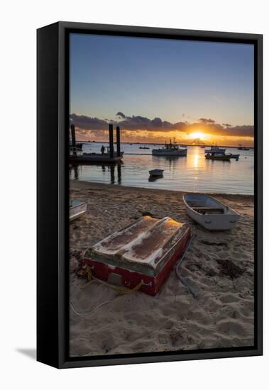 Skiffs Next to the Commercial Fishing Pier in Chatham, Massachusetts. Cape Cod-Jerry and Marcy Monkman-Framed Stretched Canvas