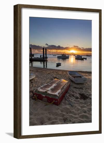 Skiffs Next to the Commercial Fishing Pier in Chatham, Massachusetts. Cape Cod-Jerry and Marcy Monkman-Framed Photographic Print