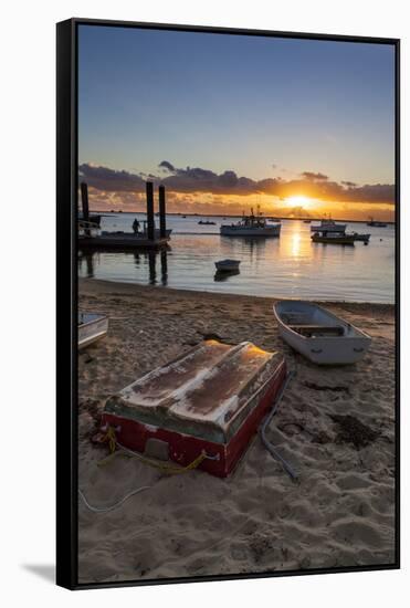 Skiffs Next to the Commercial Fishing Pier in Chatham, Massachusetts. Cape Cod-Jerry and Marcy Monkman-Framed Stretched Canvas