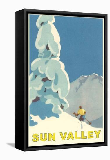 Skiiing in Sun Valley, Idaho-null-Framed Stretched Canvas