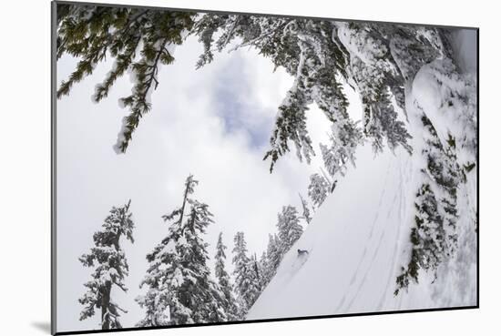 Skiing A Powder Haven, Winter Whiteout In Backcountry Near Mt Baker Ski Area In Washington State-Jay Goodrich-Mounted Photographic Print