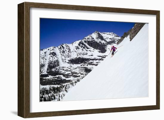 Skiing A Ridgline In The Backcountry Of Glacier National Park-Jay Goodrich-Framed Photographic Print