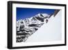 Skiing A Ridgline In The Backcountry Of Glacier National Park-Jay Goodrich-Framed Photographic Print