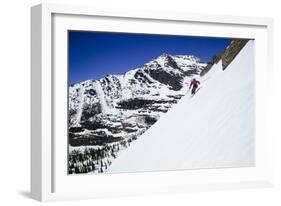 Skiing A Ridgline In The Backcountry Of Glacier National Park-Jay Goodrich-Framed Photographic Print