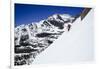 Skiing A Ridgline In The Backcountry Of Glacier National Park-Jay Goodrich-Framed Photographic Print