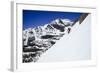 Skiing A Ridgline In The Backcountry Of Glacier National Park-Jay Goodrich-Framed Photographic Print