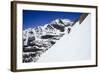 Skiing A Ridgline In The Backcountry Of Glacier National Park-Jay Goodrich-Framed Photographic Print