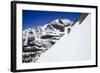 Skiing A Ridgline In The Backcountry Of Glacier National Park-Jay Goodrich-Framed Photographic Print