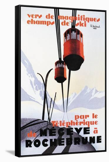 Skiing and Tram-Paul Ordner-Framed Stretched Canvas