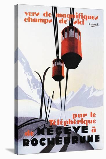 Skiing and Tram-Paul Ordner-Stretched Canvas