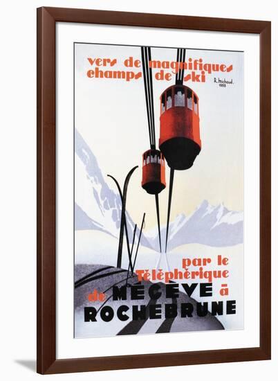 Skiing and Tram-Paul Ordner-Framed Art Print