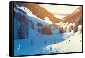 Skiing Area in West Alps in the Morning Light. Beautiful Winter Landscape - Nature and Sport Toning-lkoimages-Framed Stretched Canvas