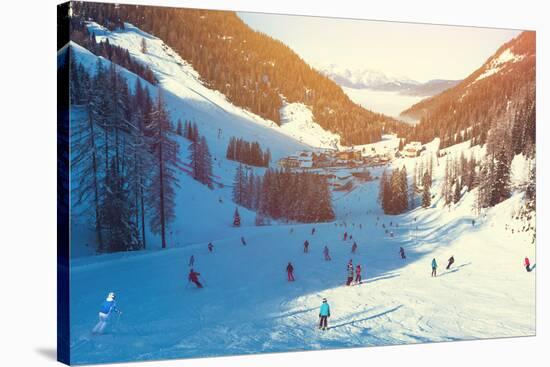 Skiing Area in West Alps in the Morning Light. Beautiful Winter Landscape - Nature and Sport Toning-lkoimages-Stretched Canvas