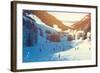 Skiing Area in West Alps in the Morning Light. Beautiful Winter Landscape - Nature and Sport Toning-lkoimages-Framed Photographic Print