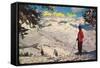 Skiing at Sun Valley, Idaho-null-Framed Stretched Canvas