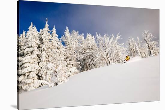 Skiing Bitter Cold Of Minus Fahrenheit Temps On Top Of Glory Mountain At Sunset On Teton Pass-Jay Goodrich-Stretched Canvas