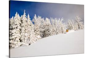 Skiing Bitter Cold Of Minus Fahrenheit Temps On Top Of Glory Mountain At Sunset On Teton Pass-Jay Goodrich-Stretched Canvas