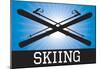 Skiing Blue Sports Poster Print-null-Mounted Poster