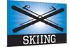 Skiing Blue Sports-null-Mounted Art Print