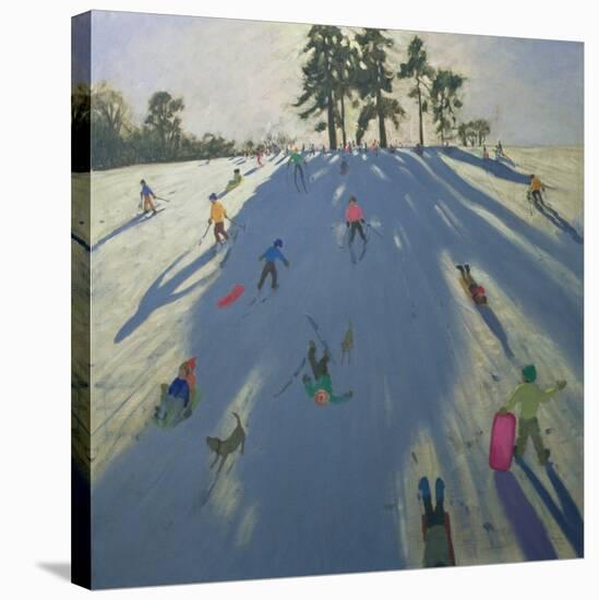 Skiing, Calke Abbey, Derby-Andrew Macara-Stretched Canvas