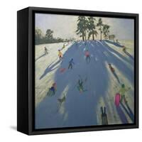 Skiing, Calke Abbey, Derby-Andrew Macara-Framed Stretched Canvas