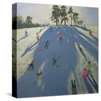 Skiing, Calke Abbey, Derby-Andrew Macara-Stretched Canvas