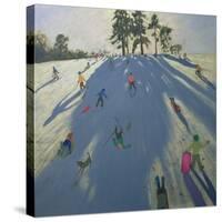 Skiing, Calke Abbey, Derby-Andrew Macara-Stretched Canvas
