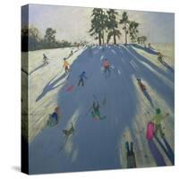 Skiing, Calke Abbey, Derby-Andrew Macara-Stretched Canvas