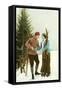 Skiing Couple-null-Framed Stretched Canvas