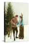 Skiing Couple-null-Stretched Canvas