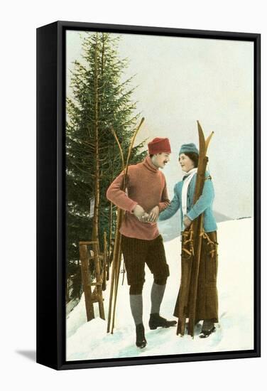 Skiing Couple-null-Framed Stretched Canvas