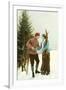 Skiing Couple-null-Framed Art Print