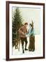 Skiing Couple-null-Framed Art Print