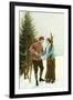 Skiing Couple-null-Framed Art Print