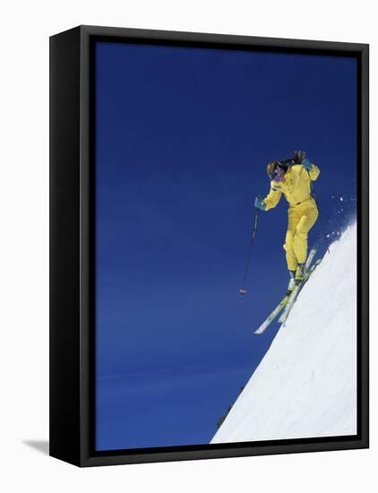 Skiing Down a Sharp Incline-null-Framed Stretched Canvas