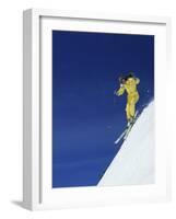 Skiing Down a Sharp Incline-null-Framed Photographic Print