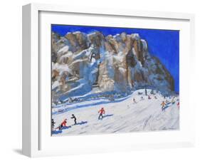 Skiing Down the Mountain, Selva Gardena-Andrew Macara-Framed Giclee Print