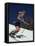 Skiing Downhill in Warm Weather Workout Gear-null-Framed Stretched Canvas